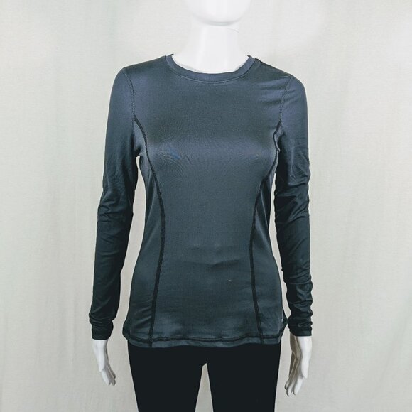 Reebok Soft Stretchy Long Sleeve Dark Gray Workout Top Size M - Picture 1 of 7